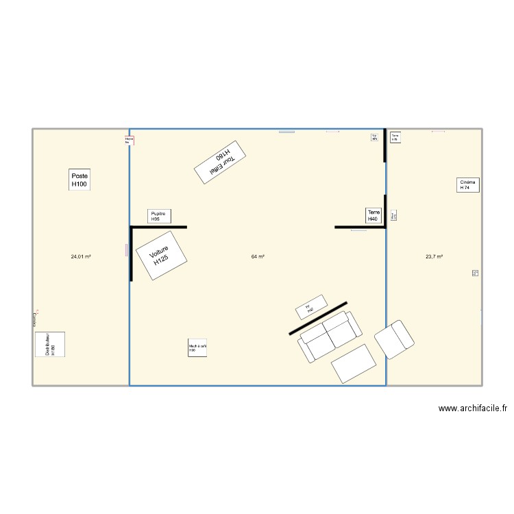 Lésigny. Plan de 3 pièces et 112 m2