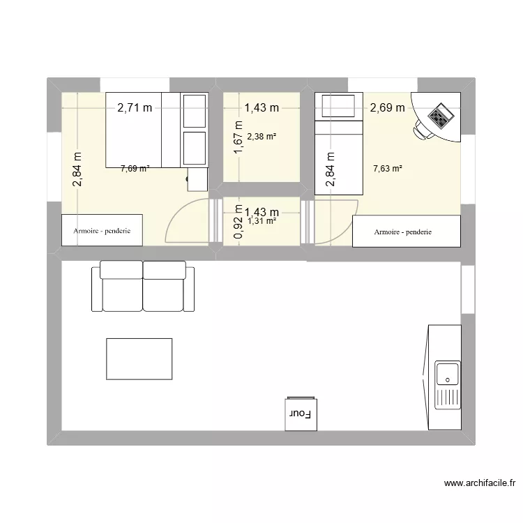 Maison Paea. Plan de 4 pièces et 19 m²