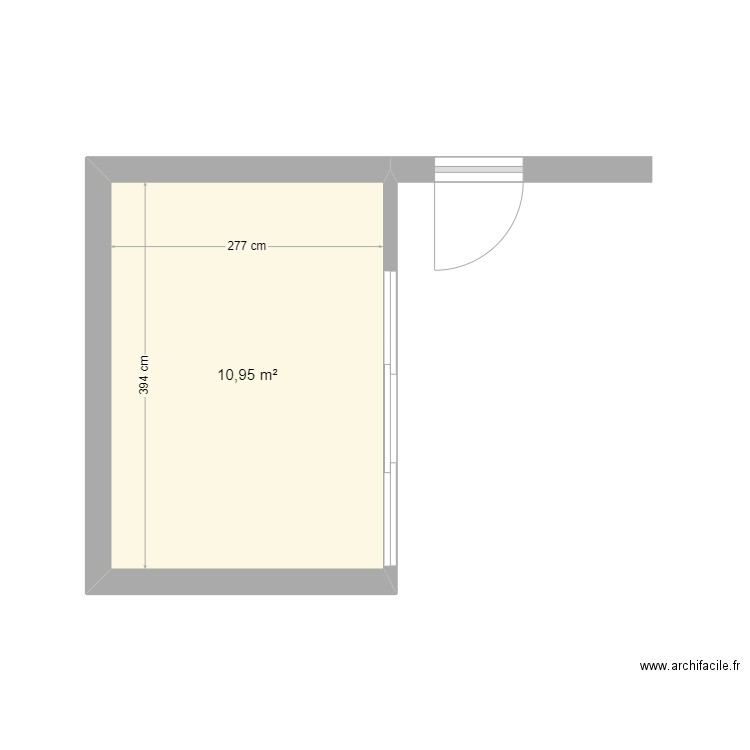 Chambre petite appart. 2ème. Plan de 1 pièce et 11 m2