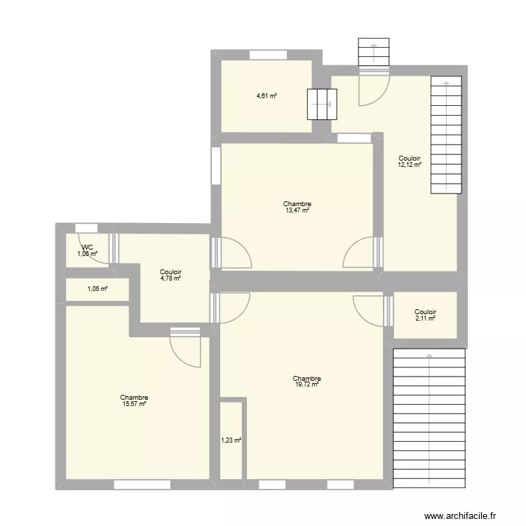 R+1. Plan de 10  et 76 m²
