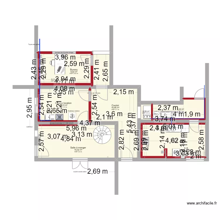 GRIMA-location. Plan de 8  et 69 m²
