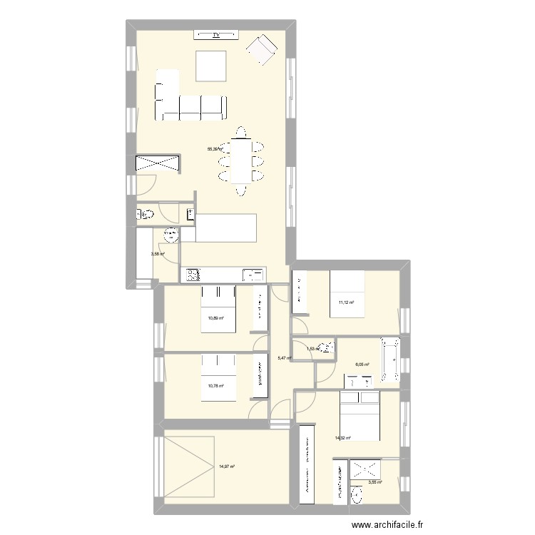 Breillan Plan 2. Plan de 11 pièces et 138 m2