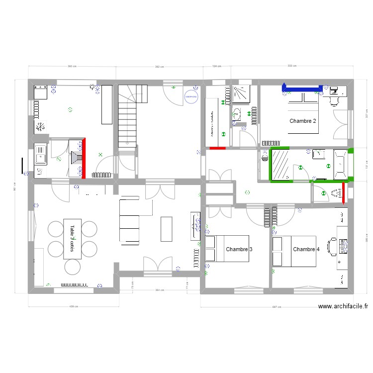 MOREAU 1 er étage ELEC. Plan de 13 pièces et 116 m2