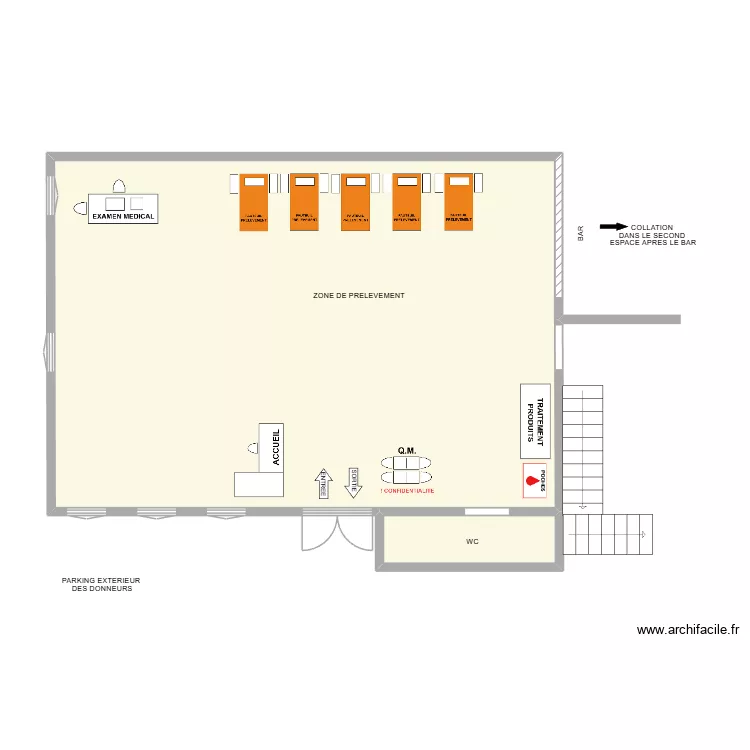 CHATELINEAU- Nouvelle salle pastorale. Plan de 2  et 72 m²