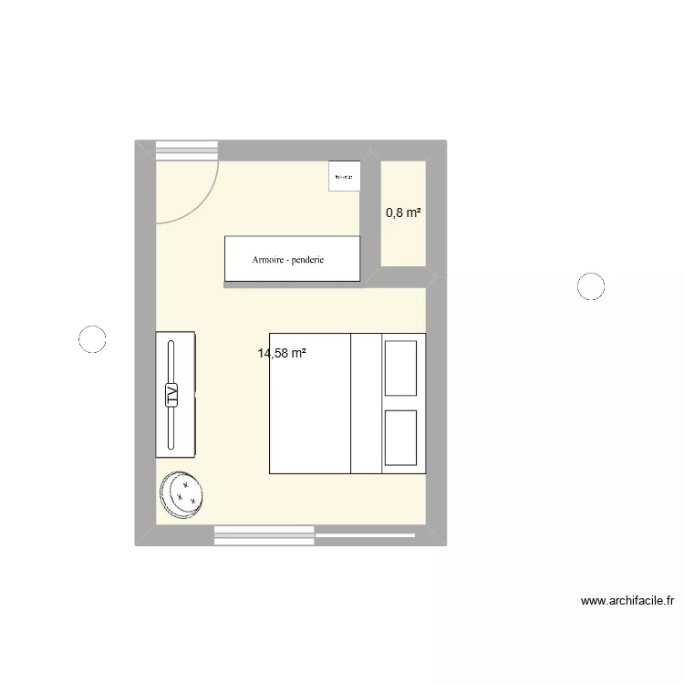 chambre. Plan de 2  et 15 m²