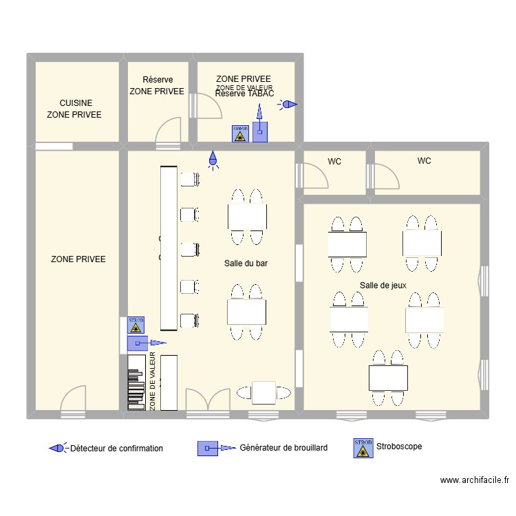 Plan tabac le dynamique brouillard. Plan de 8 pièces et 133 m2