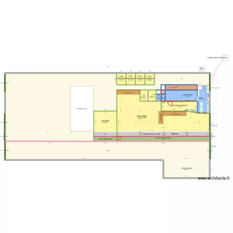 B&acirc;timent de la Ch&egrave;vrerie de deux'main MAJ. Plan de 27  et 873 m²