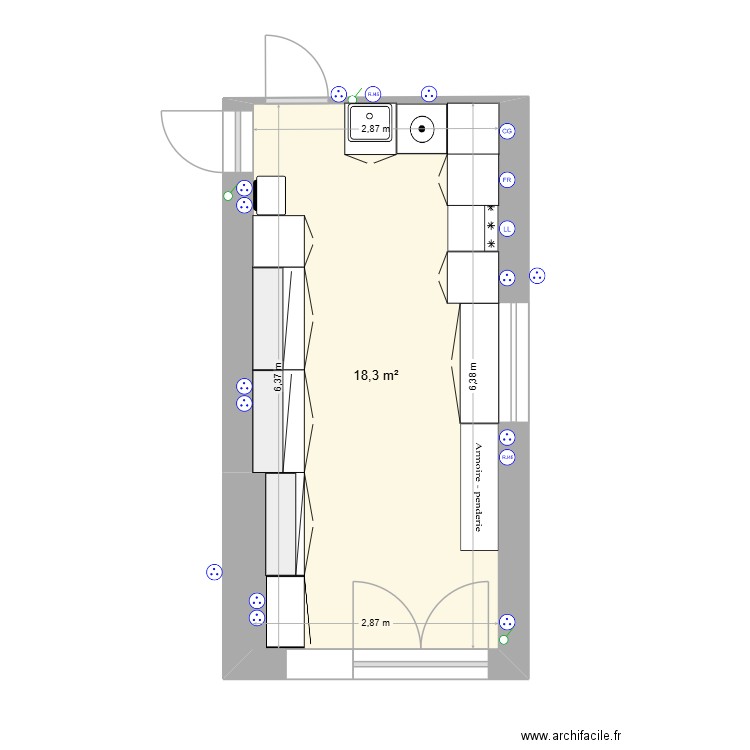 Aménagement gararge buanderie V4. Plan de 1 pièce et 18 m2