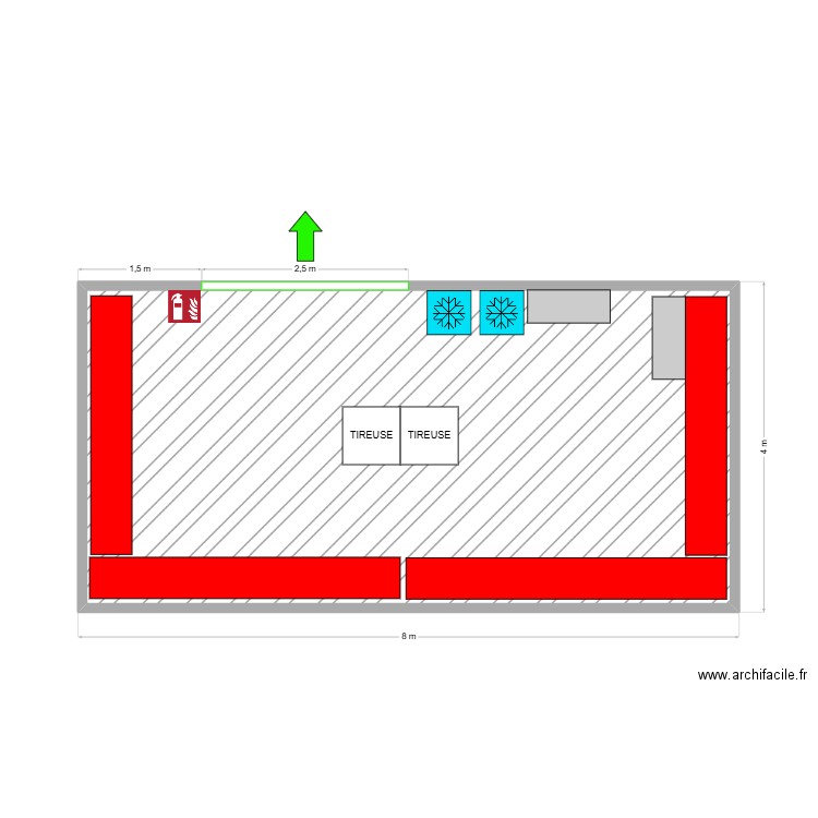 Buvette B2. Plan de 1 pièce et 30 m2