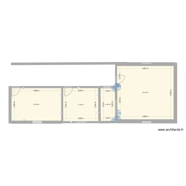 etage. Plan de 4  et 63 m²