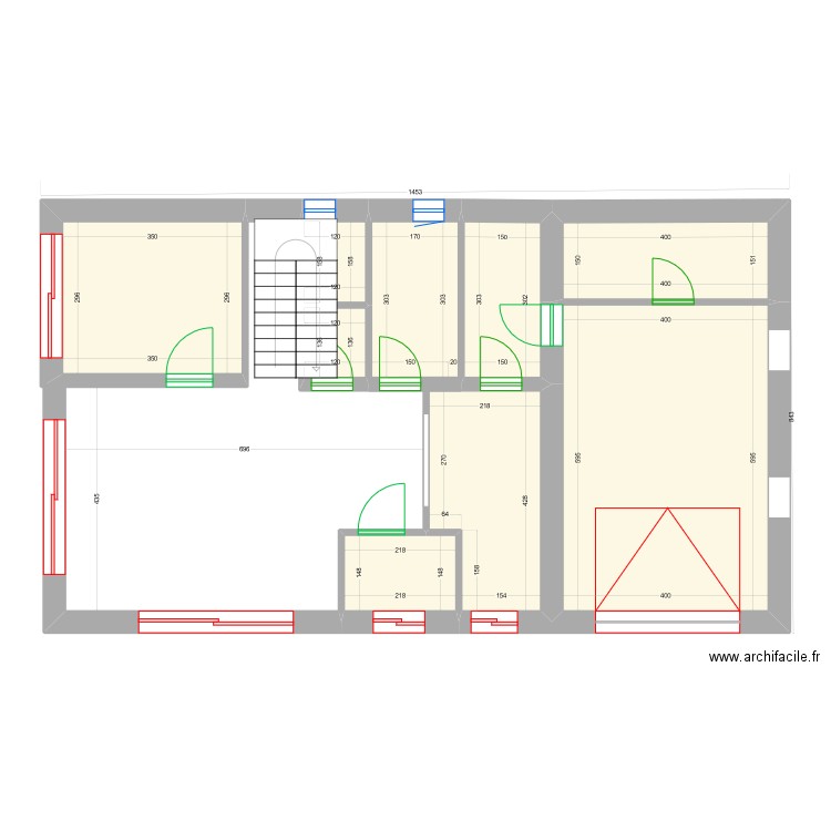 Maison 2024. Plan de 9 pièces et 65 m2