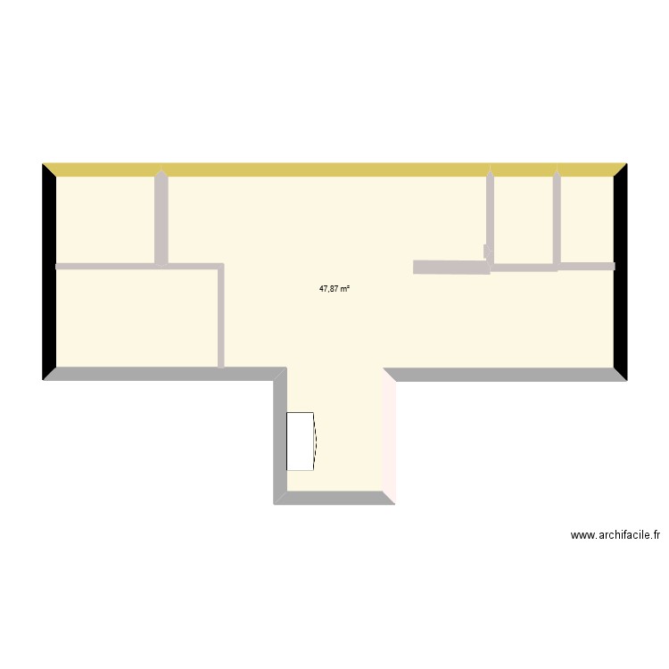 kaka. Plan de 1 pièce et 48 m2