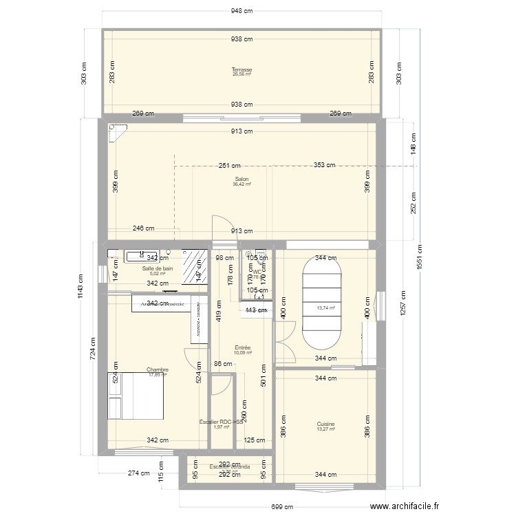 RDC-PROJET6. Plan de 10 pièces et 130 m2