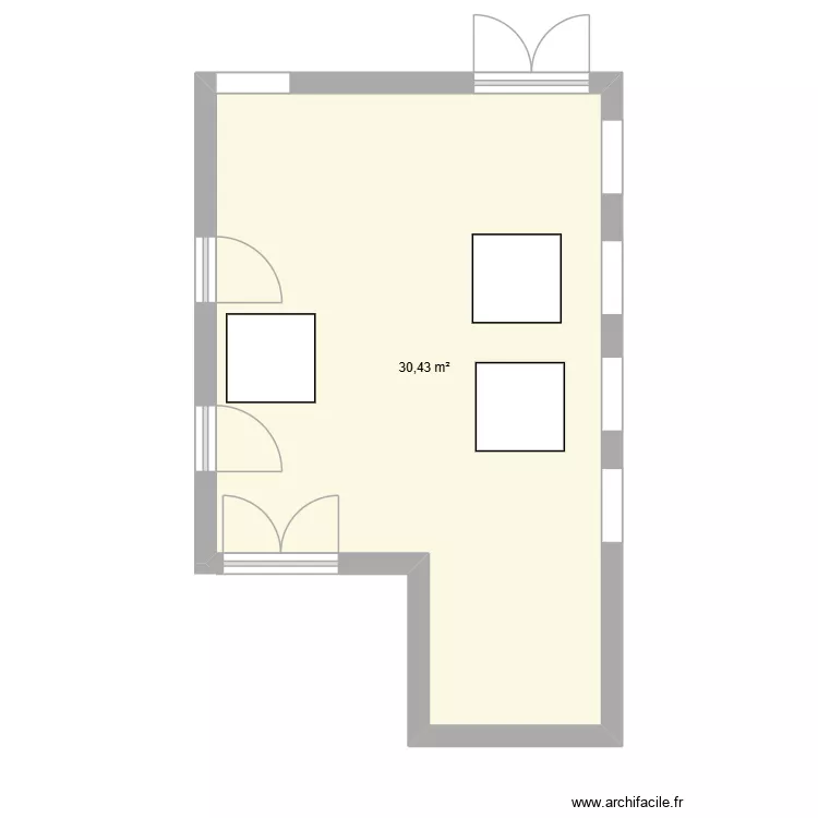 Espace livraison cuisine. Plan de 1 Pièce et 30 m² Espace livraison cuisine. Plan de 1 Pièce et 30 m²