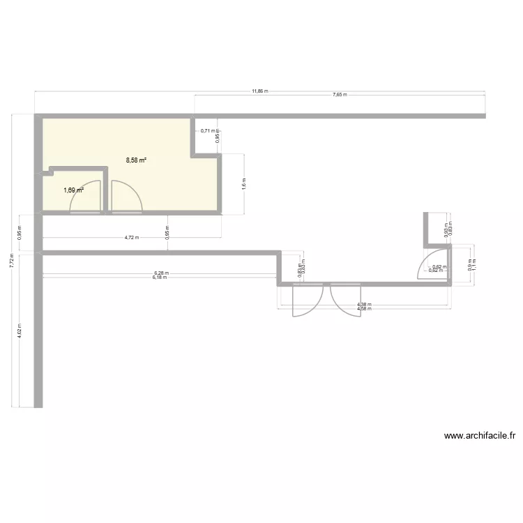 Projet immo2. Plan de 2  et 11 m²