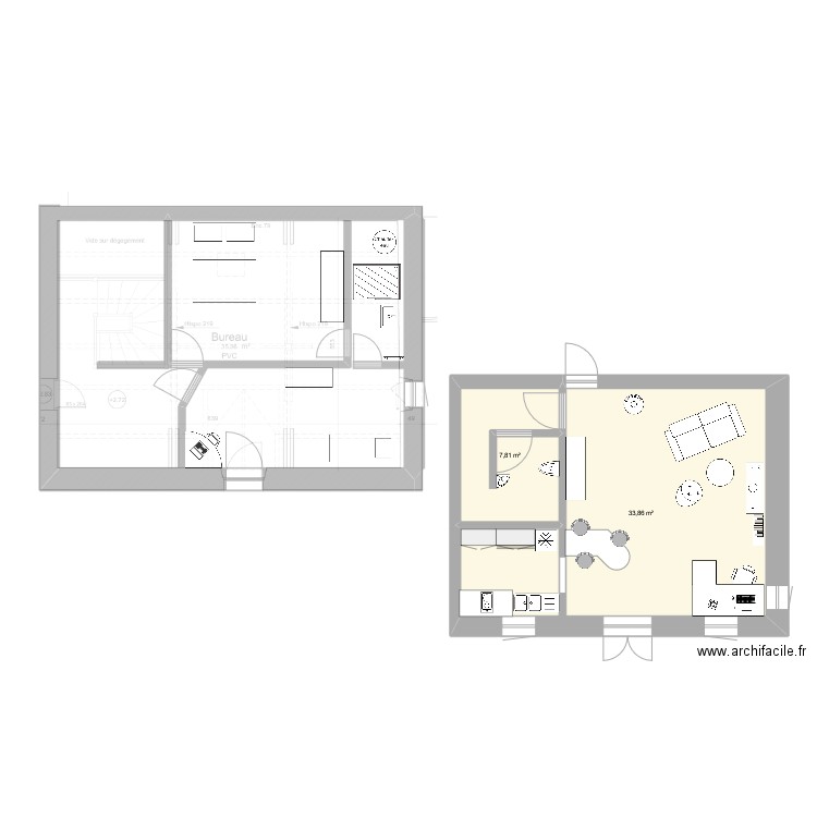 logement 2. Plan de 2 pièces et 42 m2