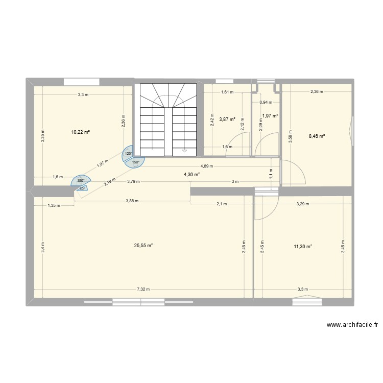 merle haut. Plan de 7 pièces et 68 m2