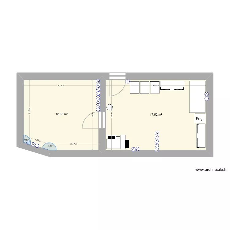 secr&eacute;tariat. Plan de 2  et 30 m²