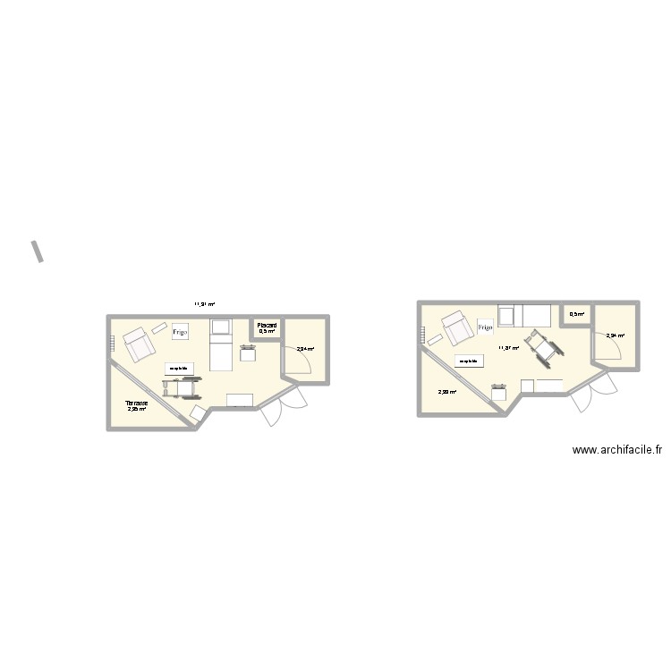 chambre 1. Plan de 8 pièces et 34 m2