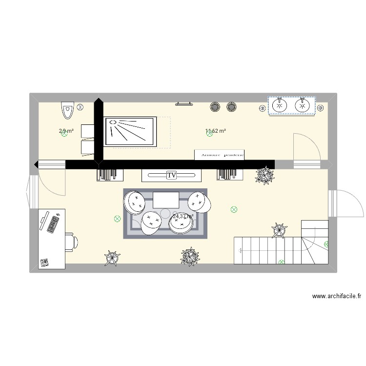 Sdb villers. Plan de 0 pièce et 0 m2