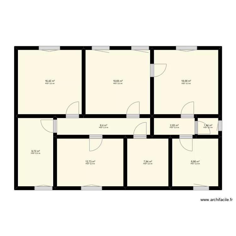 Immeuble 1er &eacute;tage. Plan de 10 Pièces et 100 m²