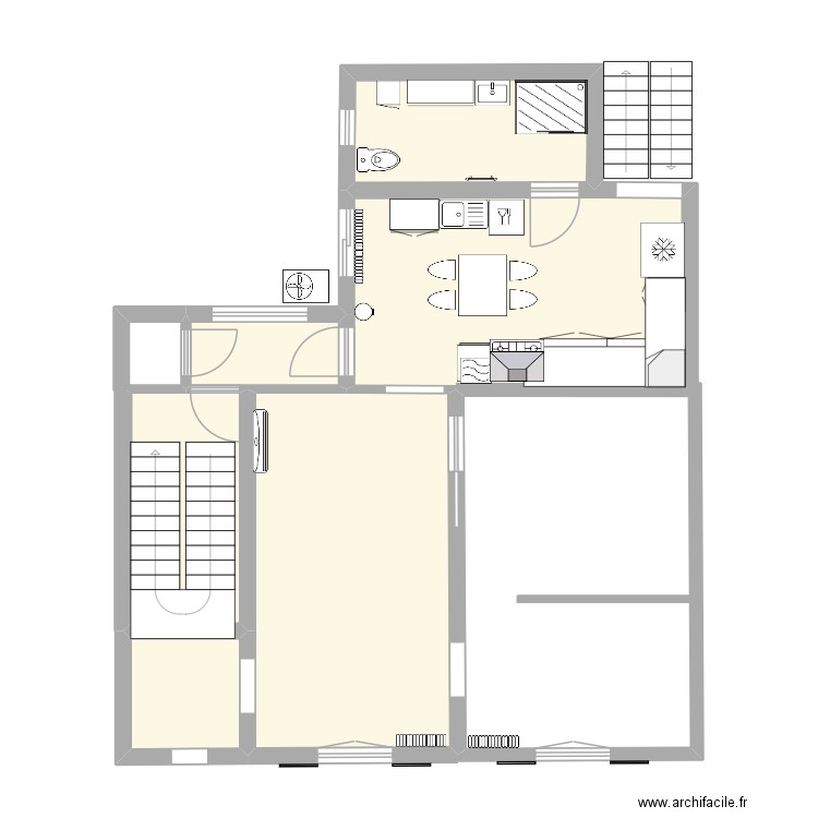 MAISON CHARLIEU VIDE 1. Plan de 6 pièces et 54 m2