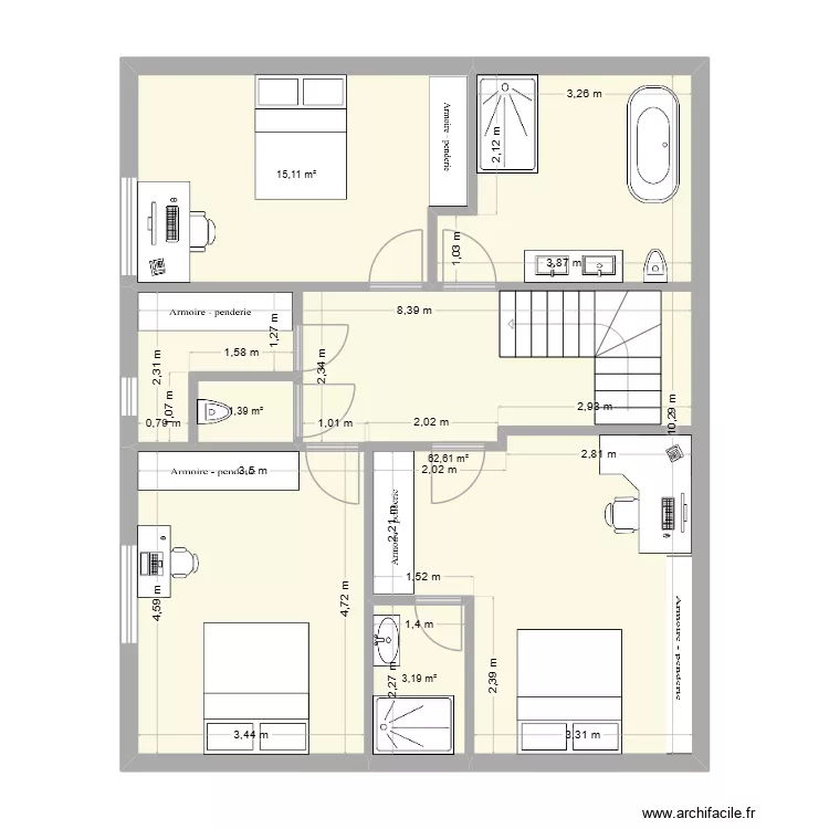 Postweg, 9 (3) 2&eacute;tage. Plan de 4  et 82 m²