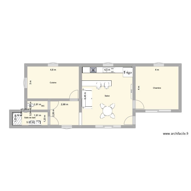 Hocine. Plan de 6 pièces et 68 m2