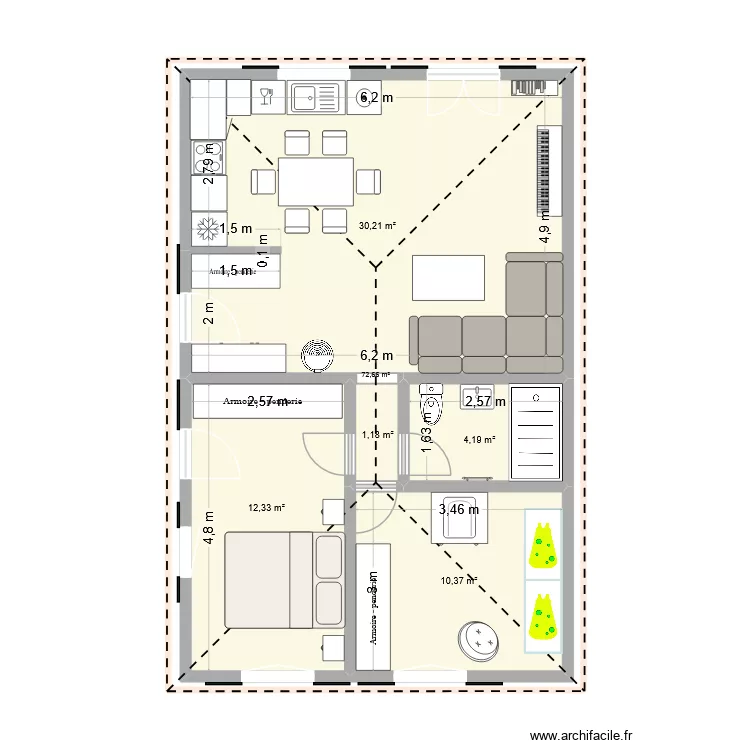 Plan prévisionnel #2. Plan de 5 et 58 m² Plan prévisionnel #2. Plan de 5 et 58 m²