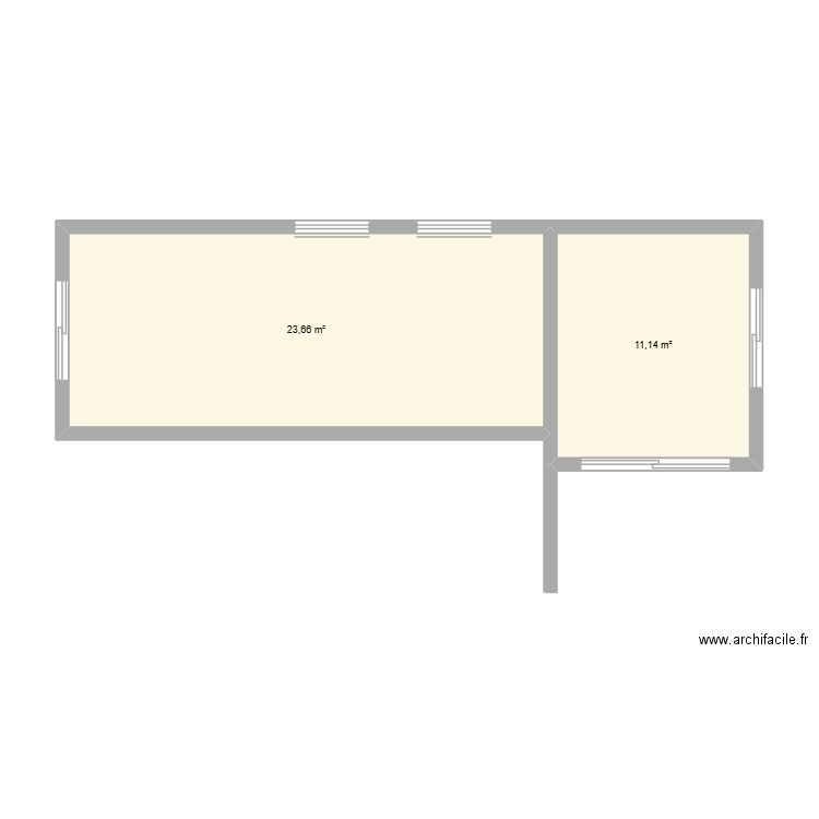 extansion 1. Plan de 2 pièces et 35 m2
