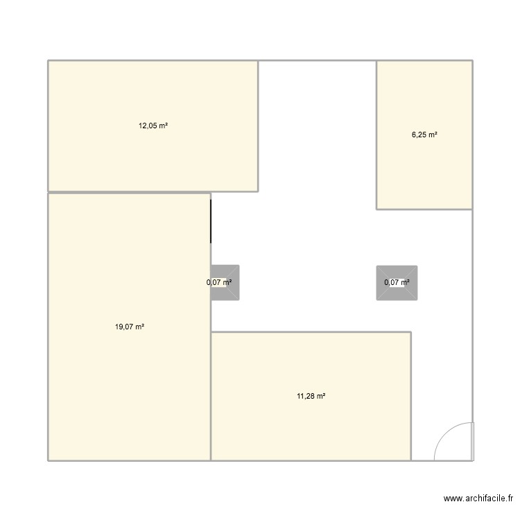 Bureau Yaoundé. Plan de 6 pièces et 49 m2