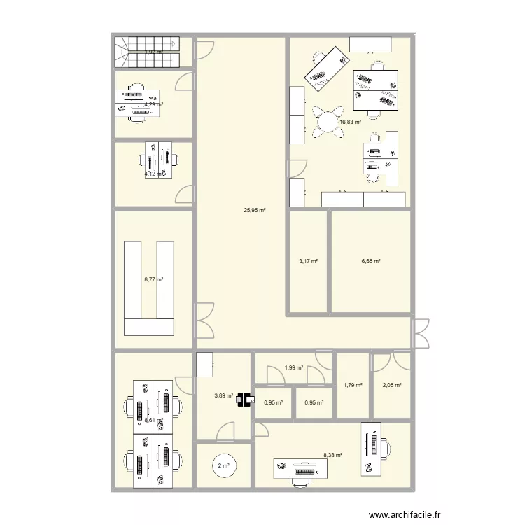 bureau esem. Plan de 17  et 102 m²
