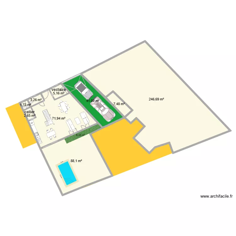 garage. Plan de 9  et 468 m²