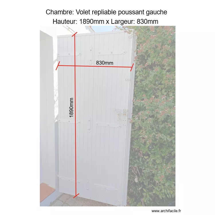 Chambre - Volet repliable poussant gauche. Plan de Chambre - Volet repliable poussant gauche. Plan de
