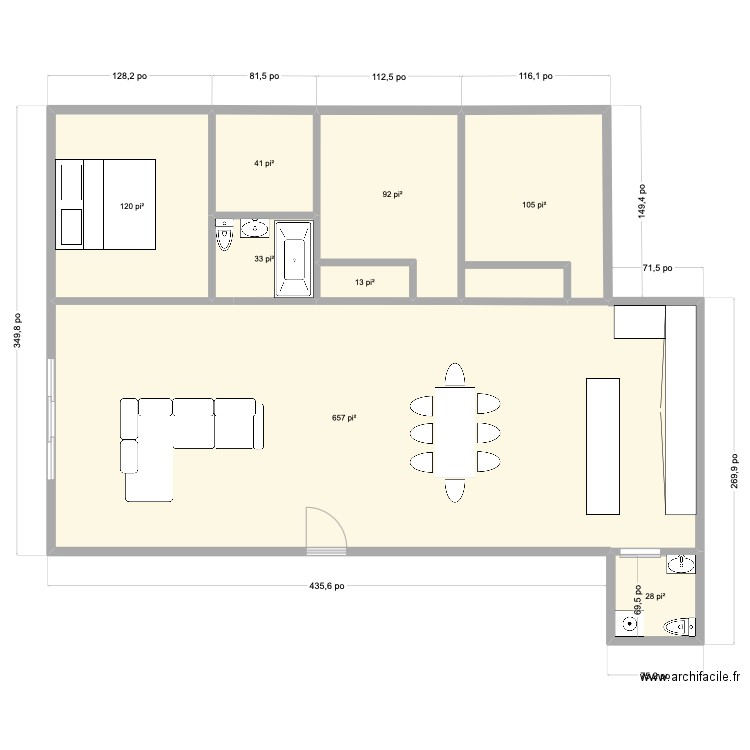 maison Will. Plan de 8 pièces et 101 m2