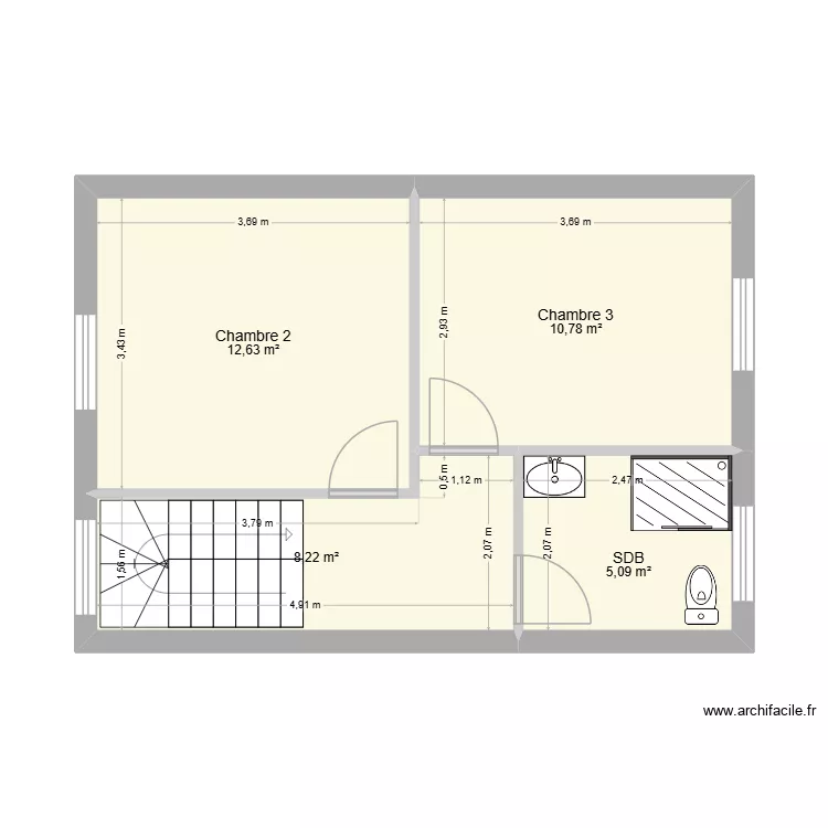 1er. Plan de 4  et 37 m²