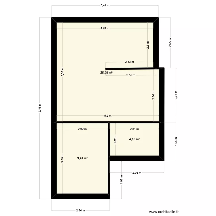 Troyes. Plan de 3  et 39 m²