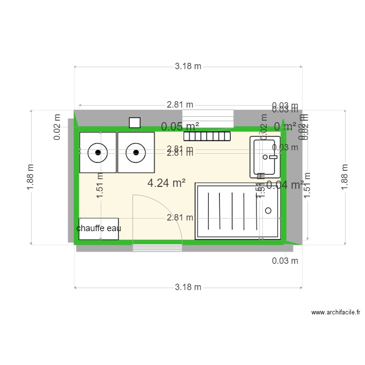 PEYLE. Plan de 4 pièces et 4 m2