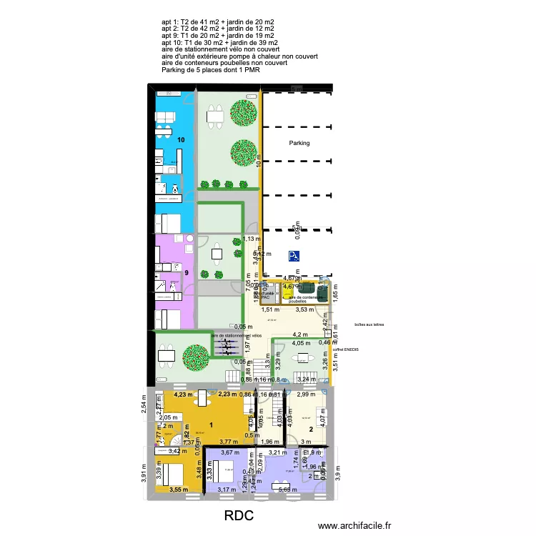 Malesherbes partage architecte rdc. Plan de 20  et 276 m²