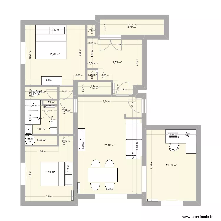 Loubassane r&eacute;no. Plan de 13  et 77 m²