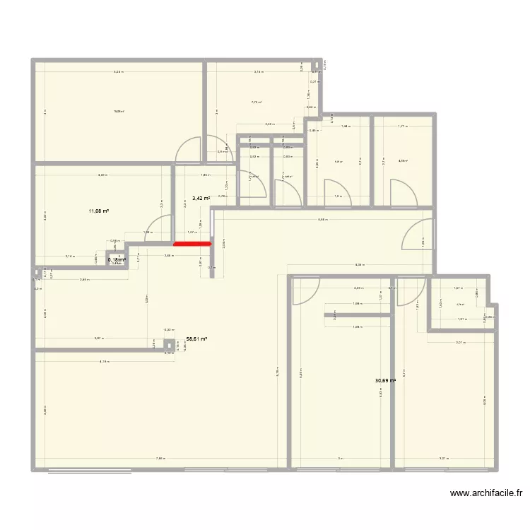 Paillat eolienne bat B 1er etage. Plan de 17 pièces et 143 m²