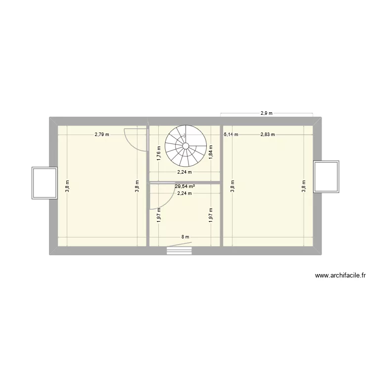 Chalons etage a nous. Plan de 1 Pièce et 30 m²