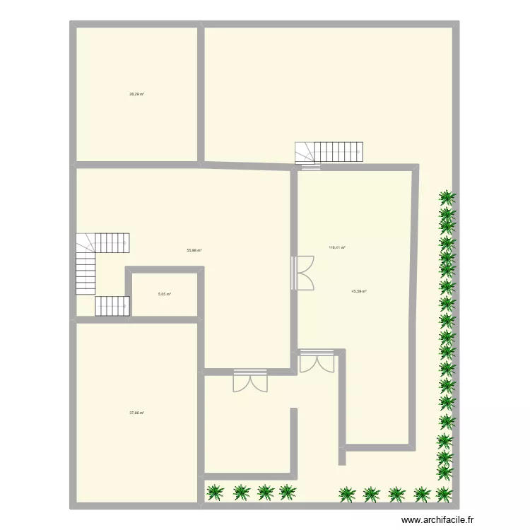 rdc1. Plan de 6 pièces et 289 m²