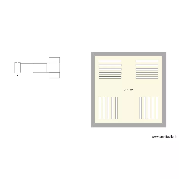 support. Plan de 1  et 21 m²