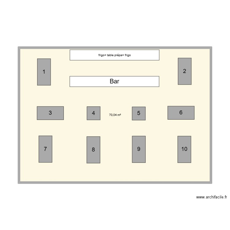 backstage Selys. Plan de 1 pièce et 70 m2