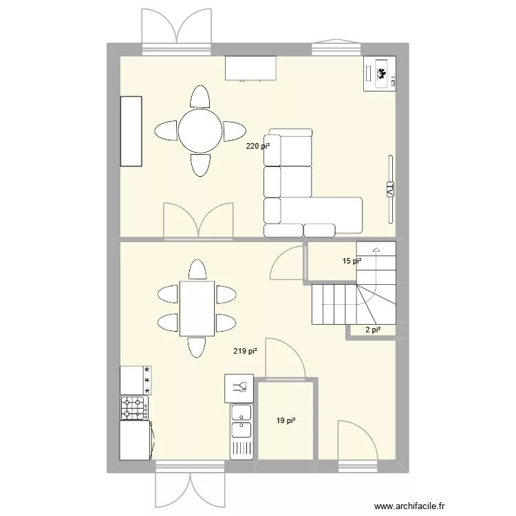 Maison 2 essaie PG. Plan de 5 pièces et 44 m²