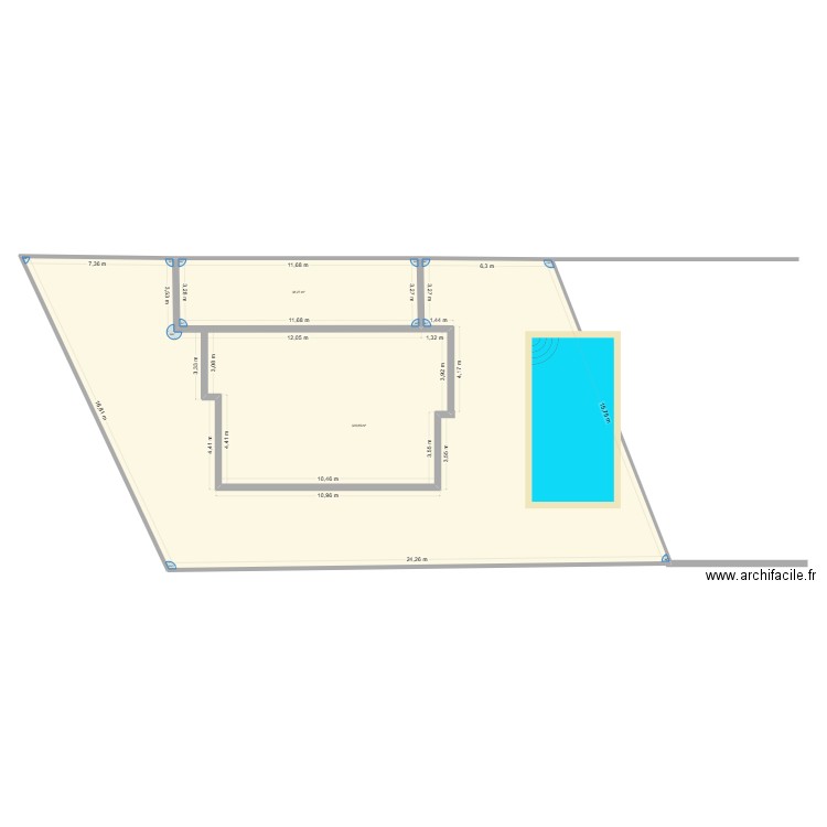 modif piscine. Plan de 2 pièces et 365 m2