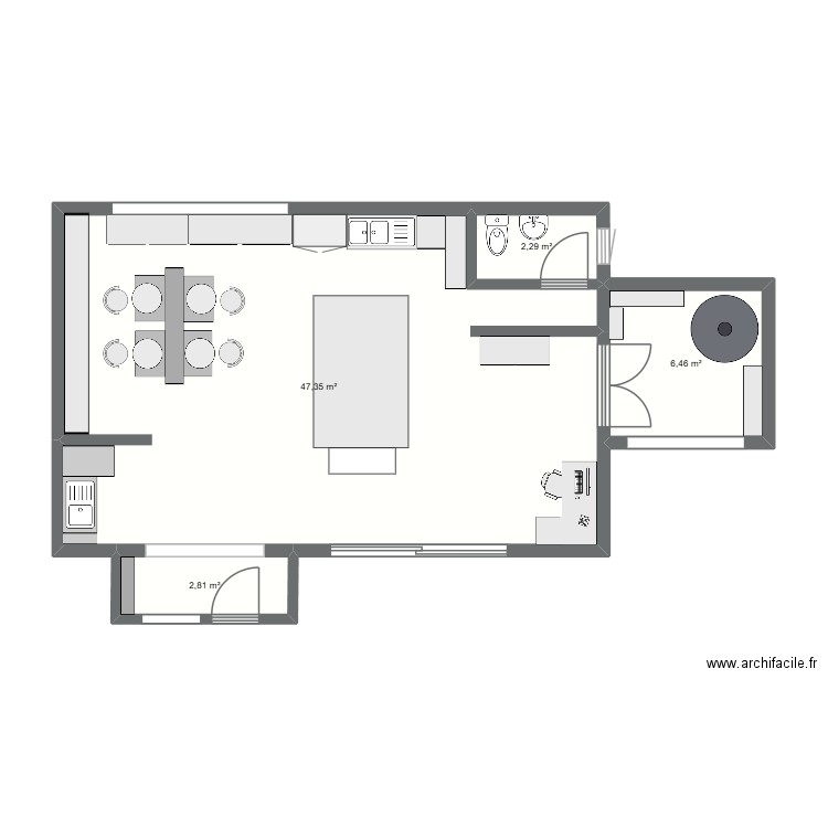 atelier_E2. Plan de 4 pièces et 59 m2