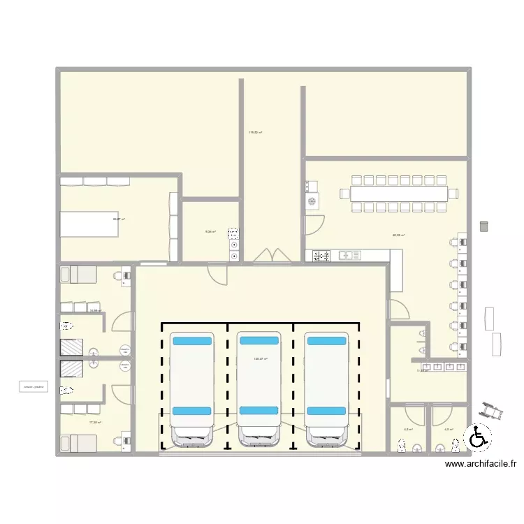 bureau ambu 50b. Plan de 10 Pièces et 396 m²