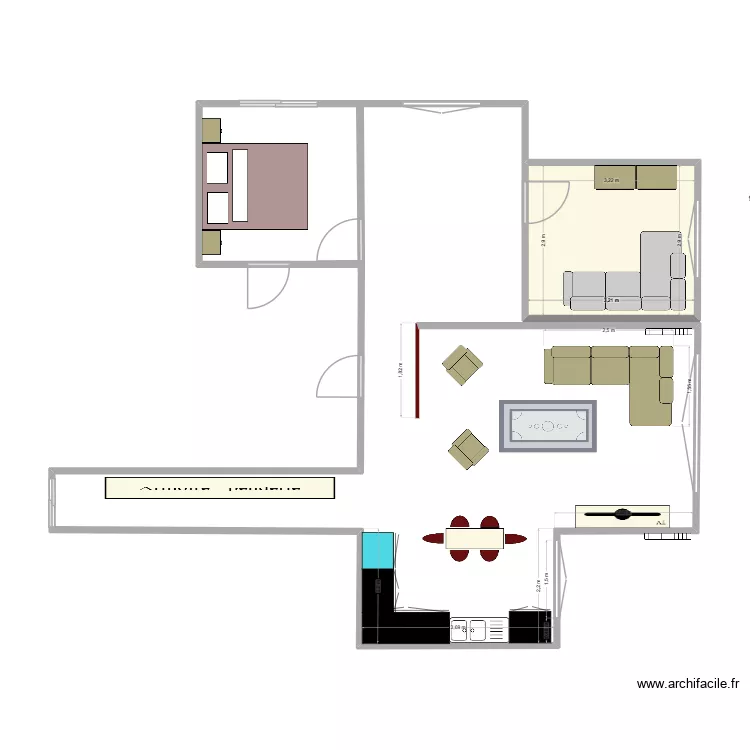 salon. Plan de 1 pièce et 9 m²